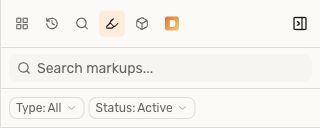 The cloud viewer tab bar with Markups selected, alongside Pages, Versions, Search, Model, and AI Chat