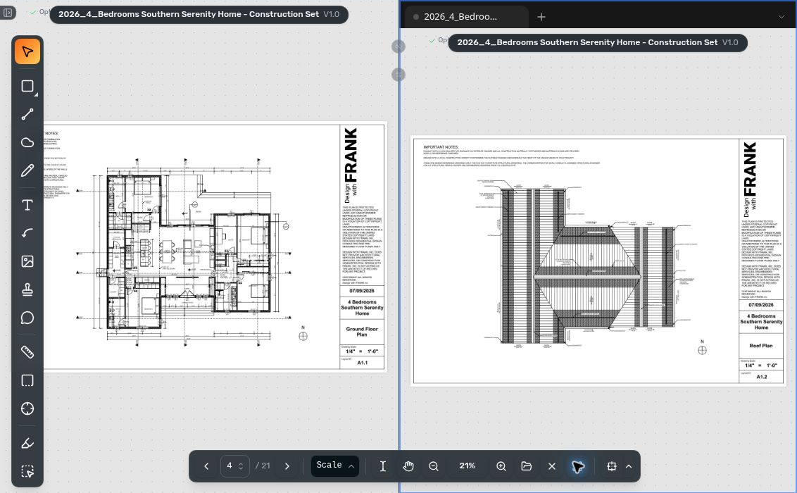 Page 3 in the left pane and page 4 in the right pane.